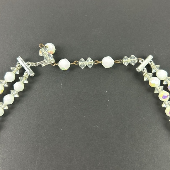 Vintage multi strand faceted white and crystal glass 50’s necklace - Picture 3 of 8